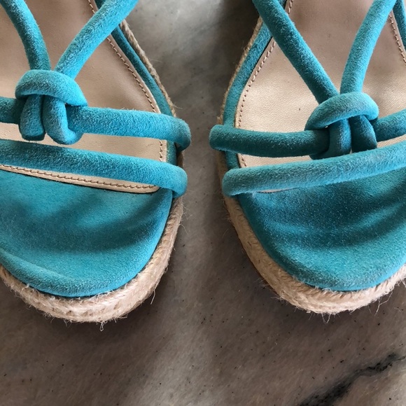 Like new Pelle Moda turquoise suede espadrille wedge heel 7.5 - Picture 3 of 10